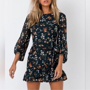 Princess Polly Meral Mini Floral Ruffle Wrap Dress Size 4